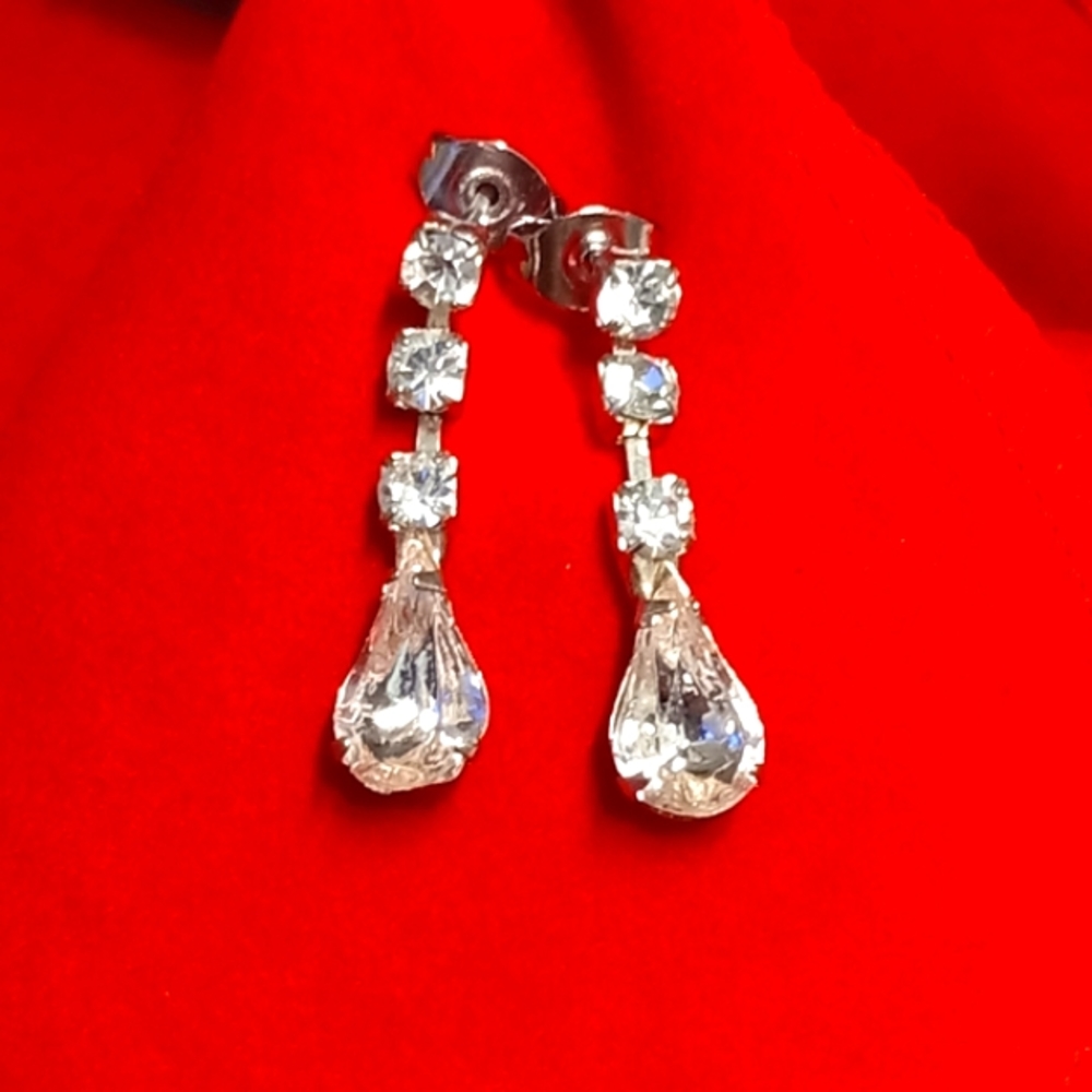 Vintage Drop Zirconia Earrings - Picture 1 of 3